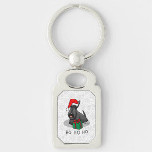 Christmas Santa Hat Scottish Terrier (black) Cute Key Ring