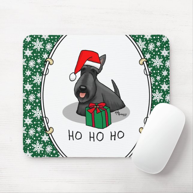 Christmas Santa Hat Scottish Terrier (black) Cute Mouse Pad (With Mouse)