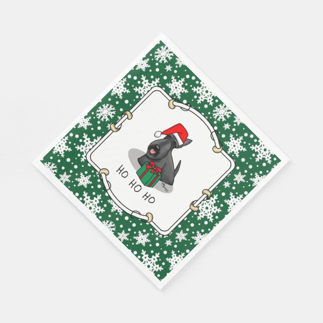 Christmas Santa Hat Scottish Terrier (black) Cute Napkin (Corner)