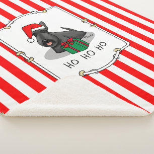 Christmas Santa Hat Scottish Terrier (black) Cute Sherpa Blanket
