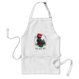 Christmas Santa Hat Scottish Terrier (black) Cute Standard Apron