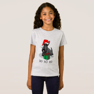 Christmas Santa Hat Scottish Terrier (black) Cute T-Shirt