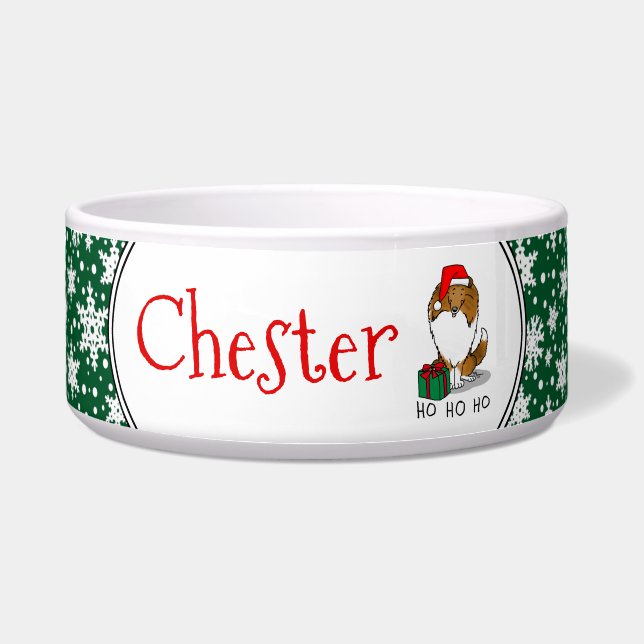 Christmas Santa Hat Shetland Sheepdog (sable) Cute (Front)
