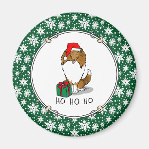 Christmas Santa Hat Shetland Sheepdog (sable) Cute Magnet