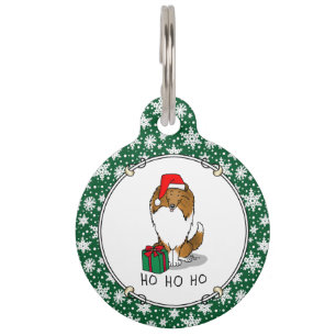 Christmas Santa Hat Shetland Sheepdog (sable) Cute Pet Tag