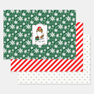 Christmas Santa Hat Shetland Sheepdog (sable) Cute Wrapping Paper Sheet