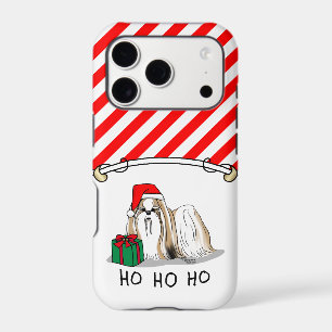 Christmas Santa Hat Shih Tzu (tan white) Dog Cute