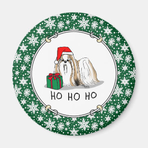 Christmas Santa Hat Shih Tzu (tan white) Dog Cute Magnet