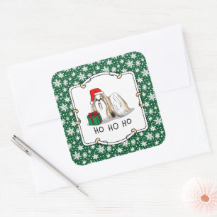 Christmas Santa Hat Shih Tzu (tan white) Dog Cute Square Sticker