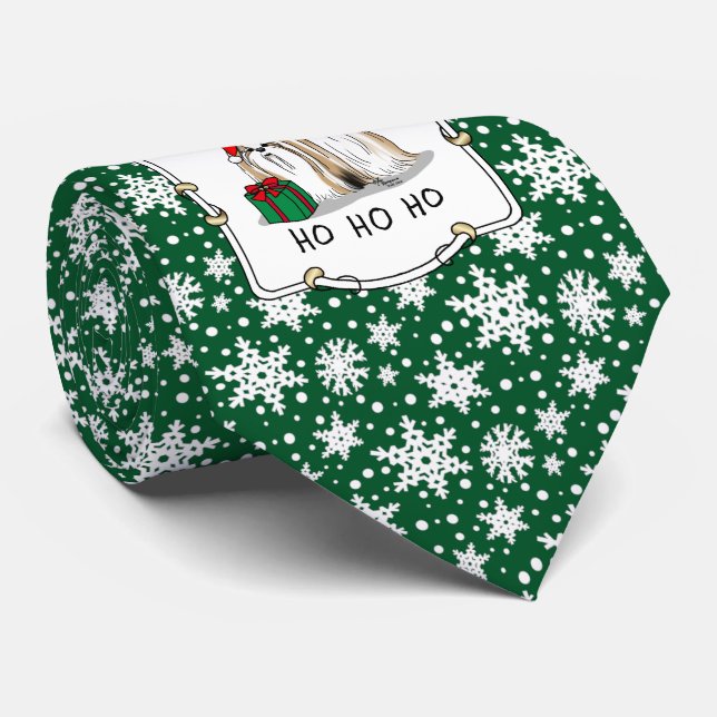 Christmas Santa Hat Shih Tzu (tan white) Dog Cute Tie (Rolled)