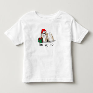 Christmas Santa Hat Shih Tzu (tan white) Dog Cute Toddler T-Shirt