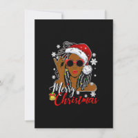 Christmas Santa Hat Shirt Black African Girl Ameri