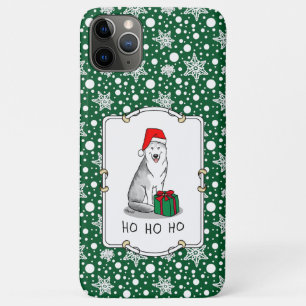 Christmas Santa Hat Siberian Husky (silver) Cute Case-Mate iPhone Case