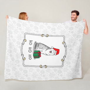 Christmas Santa Hat Siberian Husky (silver) Cute Fleece Blanket