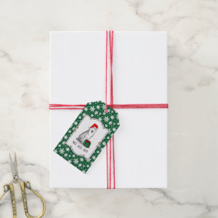 Christmas Santa Hat Siberian Husky (silver) Cute Gift Tags