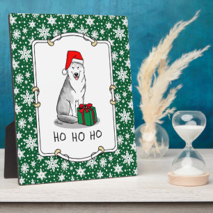 Christmas Santa Hat Siberian Husky (silver) Cute Plaque