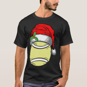 Christmas Santa Hat Tennis Sport Funny Gift T-Shirt