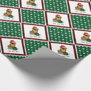 Christmas Santa Hat Tibetan Spaniel (Brown) Cute Wrapping Paper