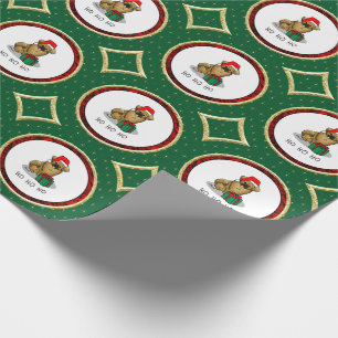 Christmas Santa Hat Tibetan Spaniel (Brown) Cute Wrapping Paper