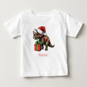 Christmas Santa hat triceratops  Baby T-Shirt