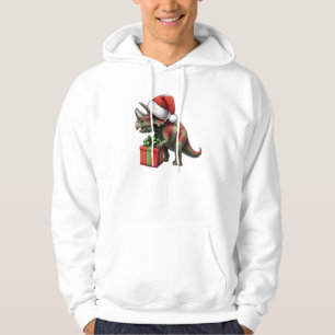 Christmas Santa hat triceratops  Hoodie