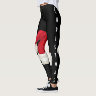 Christmas Santa Hat Unique Trendy Holiday Leggings