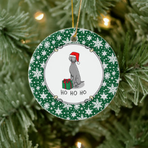 Christmas Santa Hat Weimaraner Dog (gray 1) Cute Ceramic Tree Decoration