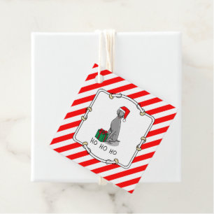 Christmas Santa Hat Weimaraner Dog (grey 1) Cute Favour Tags
