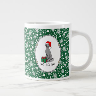 Christmas Santa Hat Weimaraner Dog (grey 1) Cute Large Coffee Mug