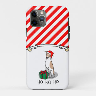 Christmas Santa Hat Whippet Dog Fawn & white Cute Case-Mate iPhone Case