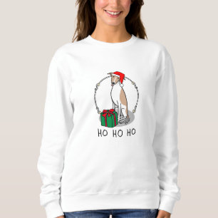 Christmas Santa Hat Whippet Dog Fawn & white Cute Sweatshirt