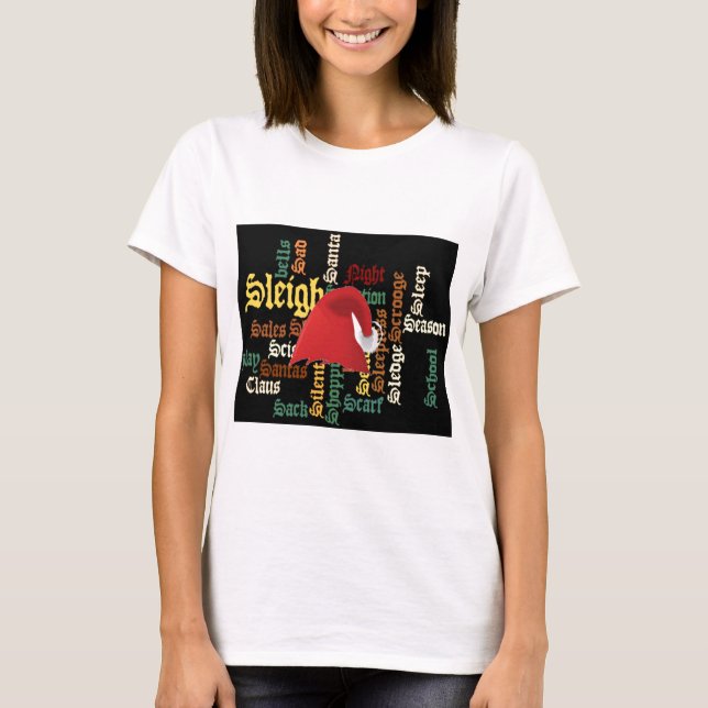 Christmas Santa Hat Word Art T-Shirt (Front)