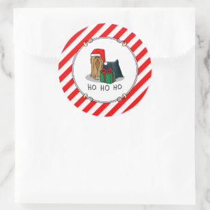 Christmas Santa Hat Yorkshire Terrier Yorkie Cute Classic Round Sticker