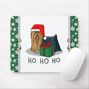 Christmas Santa Hat Yorkshire Terrier Yorkie Cute Mouse Pad