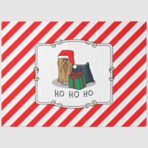 Christmas Santa Hat Yorkshire Terrier Yorkie Cute Tissue Paper