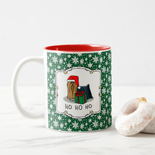 Christmas Santa Hat Yorkshire Terrier Yorkie Cute Two-Tone Coffee Mug