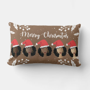 Christmas Santa Hats, Natural Beauty, Brown Lumbar Cushion