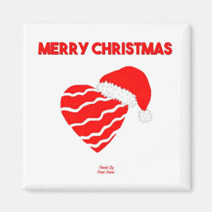 Christmas Santa Heart 2 Inch Square Magnet