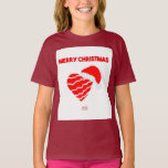Christmas Santa Heart Girls Maroon Basic T Shirt<br><div class="desc">You can admire my beautiful Christmas drawing that I call, "Christmas Santa Heart, " of a red and white striped heart wearing a Santa hat, with the text that says, "Merry Christmas." Added onto this girls maroon basic t shirt, this girls maroon basic t shirt makes the perfect Christmas gift....</div>