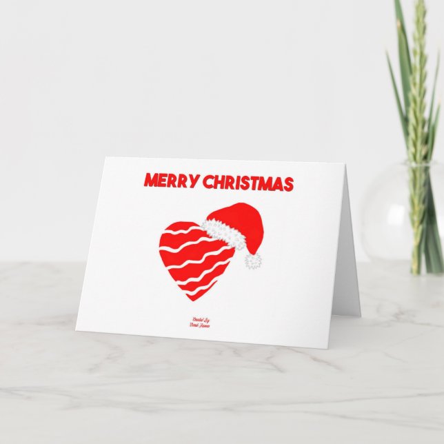 Christmas Santa Heart Horizontal Greeting Card (Front)