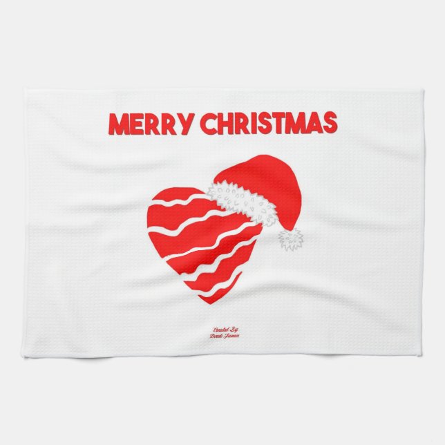 Christmas Santa Heart Kitchen Towel (Horizontal)