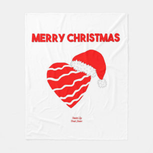Christmas Santa Heart Medium Fleece Blanket