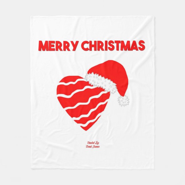 Christmas Santa Heart Medium Fleece Blanket (Front)