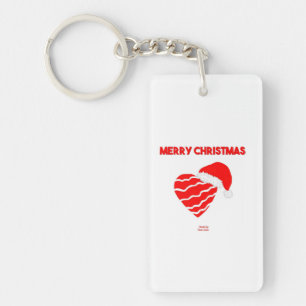 Christmas Santa Heart Rectangle Key Chain