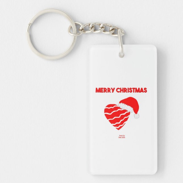 Christmas Santa Heart Rectangle Key Chain (Front)