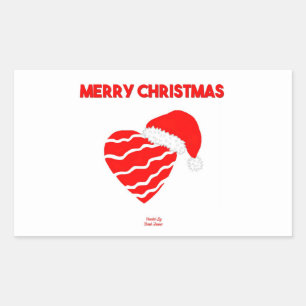 Christmas Santa Heart Rectangle Sticker