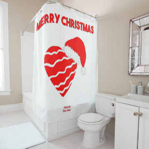 Christmas Santa Heart Shower Curtain