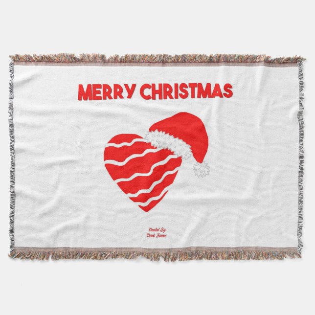 Christmas Santa Heart Throw Blanket (Front)