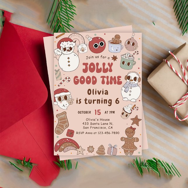Christmas Santa Hippie Birthday Jolly good time Invitation (Creator Uploaded)