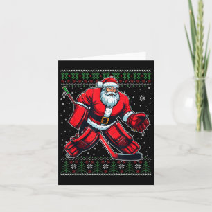 Christmas Santa Hockey Goalie Ugly Christmas Sweat Card